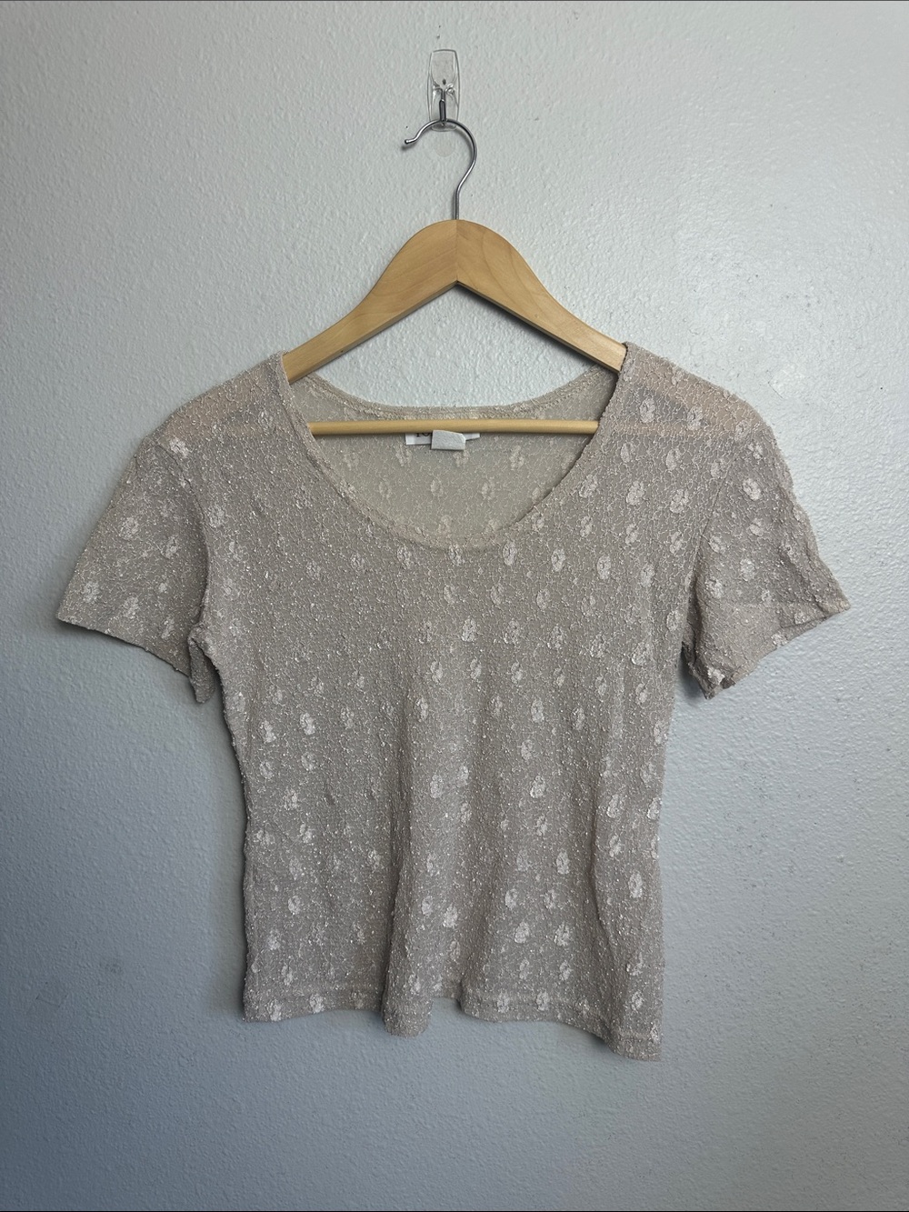90s Y2K grunge Lacy beige top